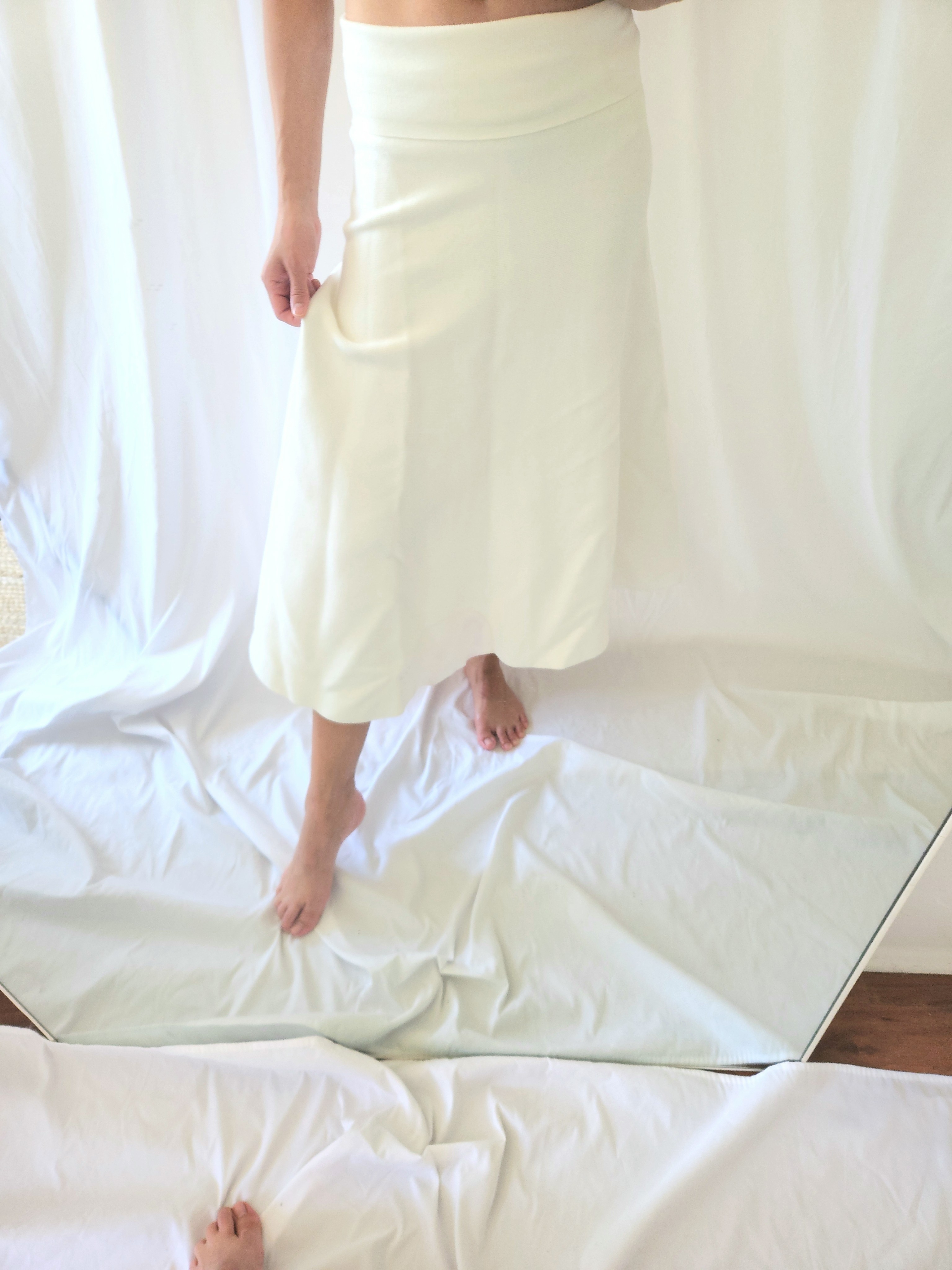 The Frankie Shop Ivory A-Line Midi Skirt